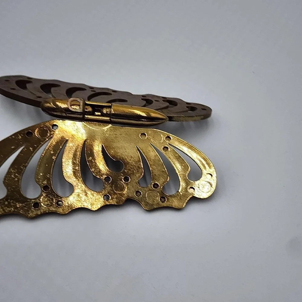 Vintage Gold Butterfly Wall Plaques Set of 2 Bendable Plastic Retro Decor 1980s